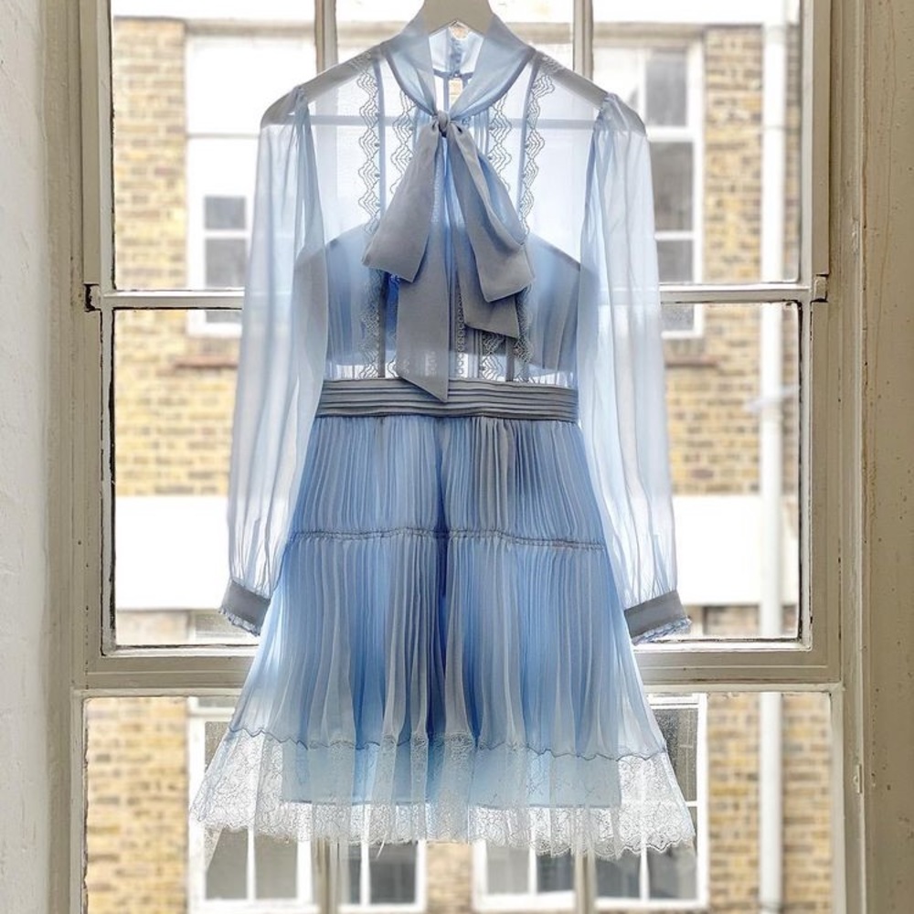 Self-Portrait Pale Blue Mini Dress